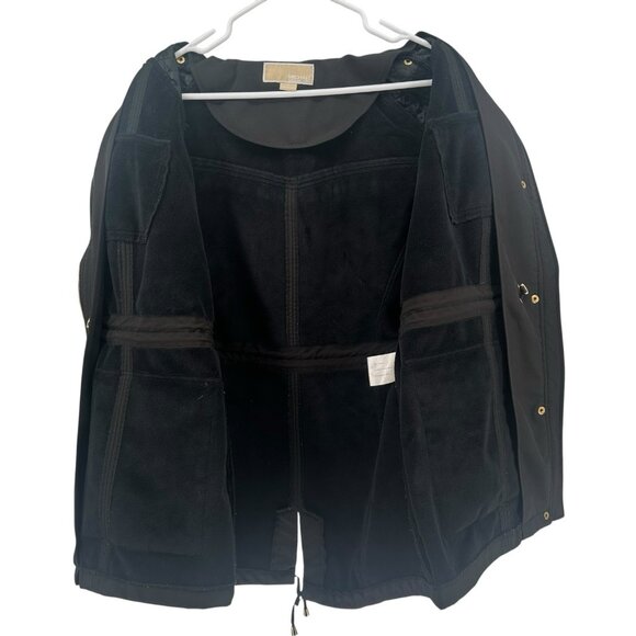 Michael Michael Kors Jacket Size XL Black Full Hidden Zipper Button Quilted Coat - Picture 8 of 14